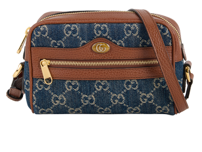 Ophidia Crossbody, £590, Handbags, Blue, Denim/Leather, Front view